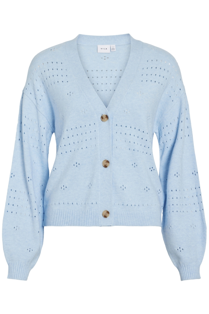 VIRIL V-NECK L/S KNIT CARDIGAN - NO 14102703 KENTUCKY BLUE/MELANGE